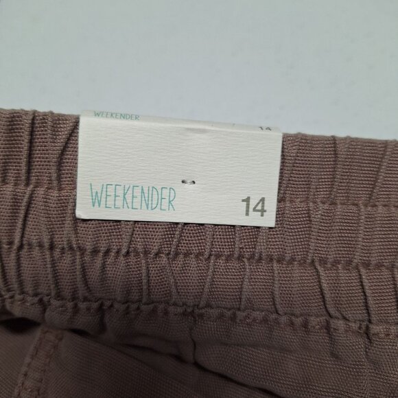 Maurices Cropped Weekender Pants Pull On Brown Stretch Waist Womens 14 With Tags - Picture 6 of 8